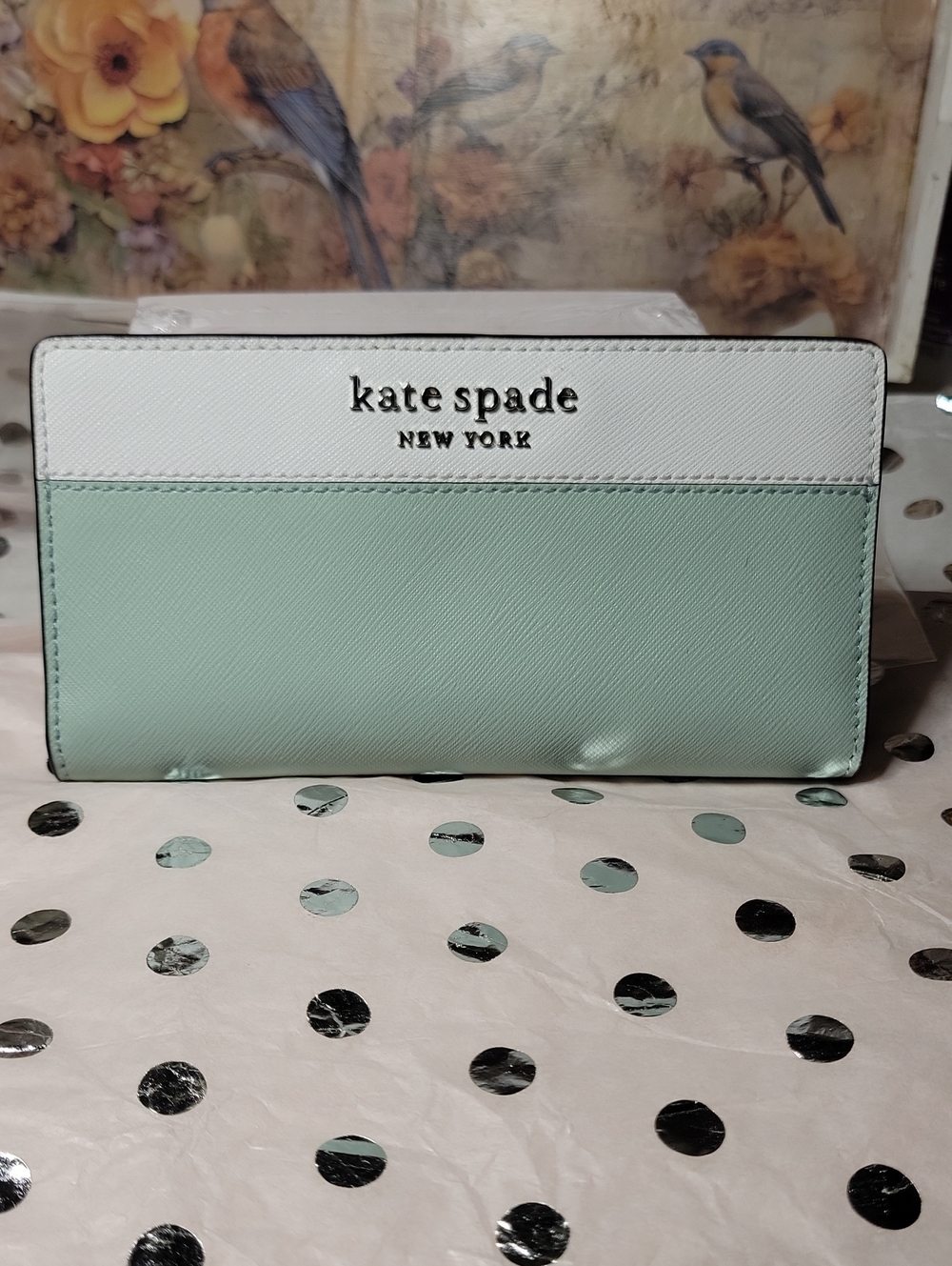 kate spade Mint and White Continental Wallet